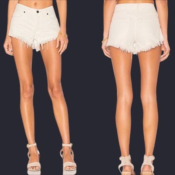 Free People Pants - We The Free by Free People White Denim Shorts | Size 30 | Button Fly